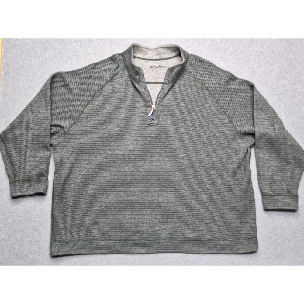 Tommy Bahama Sweater Mens 4XL Green 1/4 Zip Long Sleeve Reversible Pullover